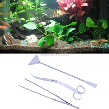 

3Pcs/set Stainless Steel Aquarium Aquatic Maintenance Trim Tools Kit Live Plants Maintenance Tweezers Scissors Leveler Tool Kit