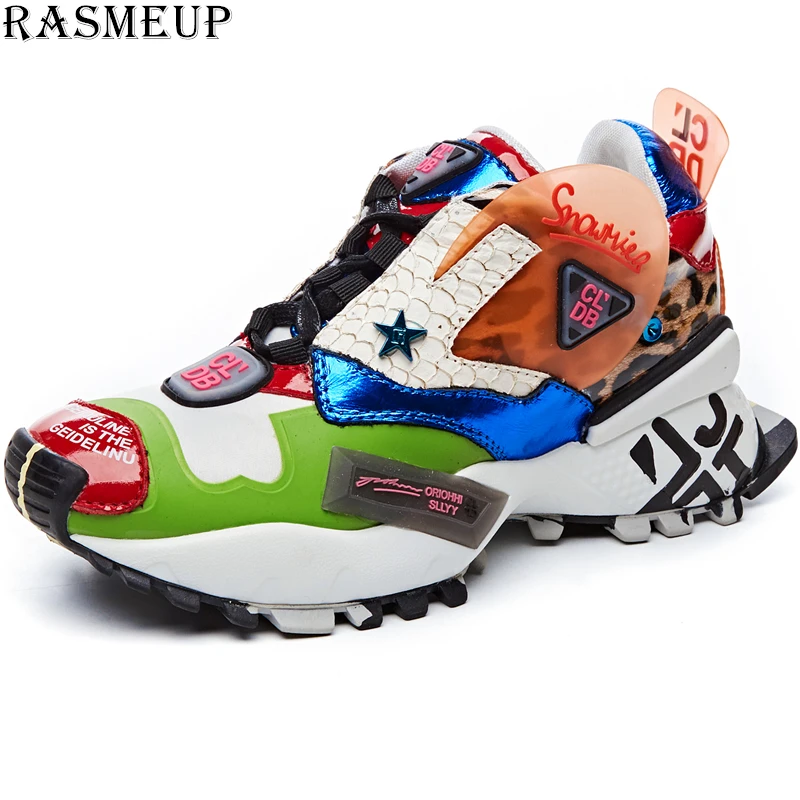 

RASMEUP Street Style Women's Chunky Sneakers 2019 Fashion Brand Women Flat Platform Shoe Breathable Women Trainers Footwear