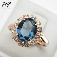 Top Quality Rose Gold Plated Created Sapphire Ring Bague Fashion Cubic Zirconia Anniversary Jewelry For Women anel R189