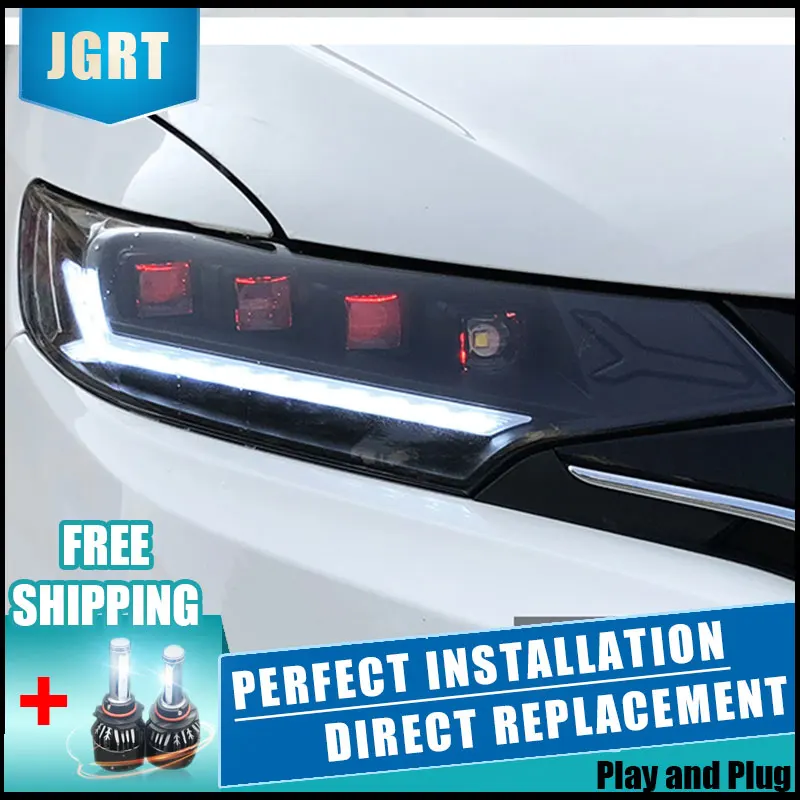 

2PCS LED Headlights For Honda Fit 2015-2019 Car Led Lights Double Xenon Lens Car Accessories Daytime Running Lights Fog Light