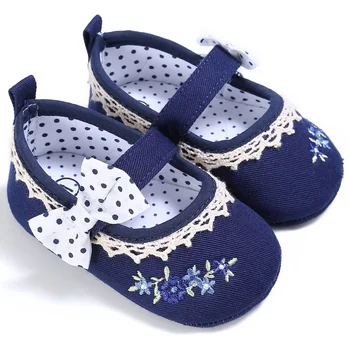

2017 Cute GirlsToddler Infant Spring Bowknot Embroidery Chic Princess Baby Shoes Anti-slip Crib Shoes Prewalker