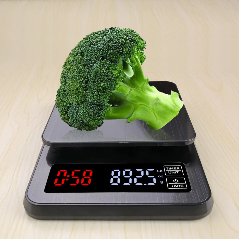 Цифровой светодиодный Кофе весы Multi-Функция выпечки электронные весы высокой точности Кухня весы с Функция времени кг/3 кг/5 кг/10 кг