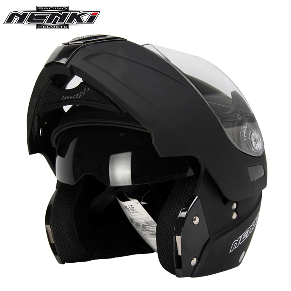 

NENKI Motorcycle Helmet Full Face Helmet Touring Motorbike Modular Flip Up Helmet Moto Casco with Inner Smoked Lens Matte Black