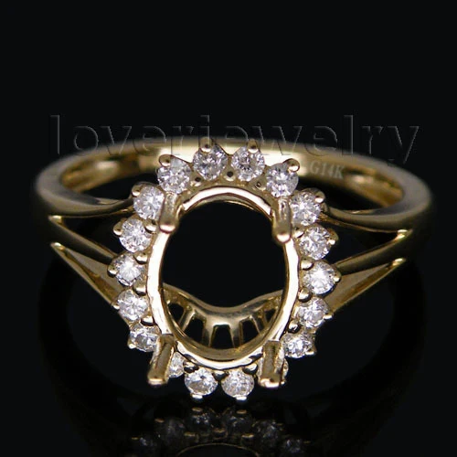 

Fantastic Oval Natural Diamond Semi Mount Ring 7x9mm In Solid 14kt Yellow Gold WU128