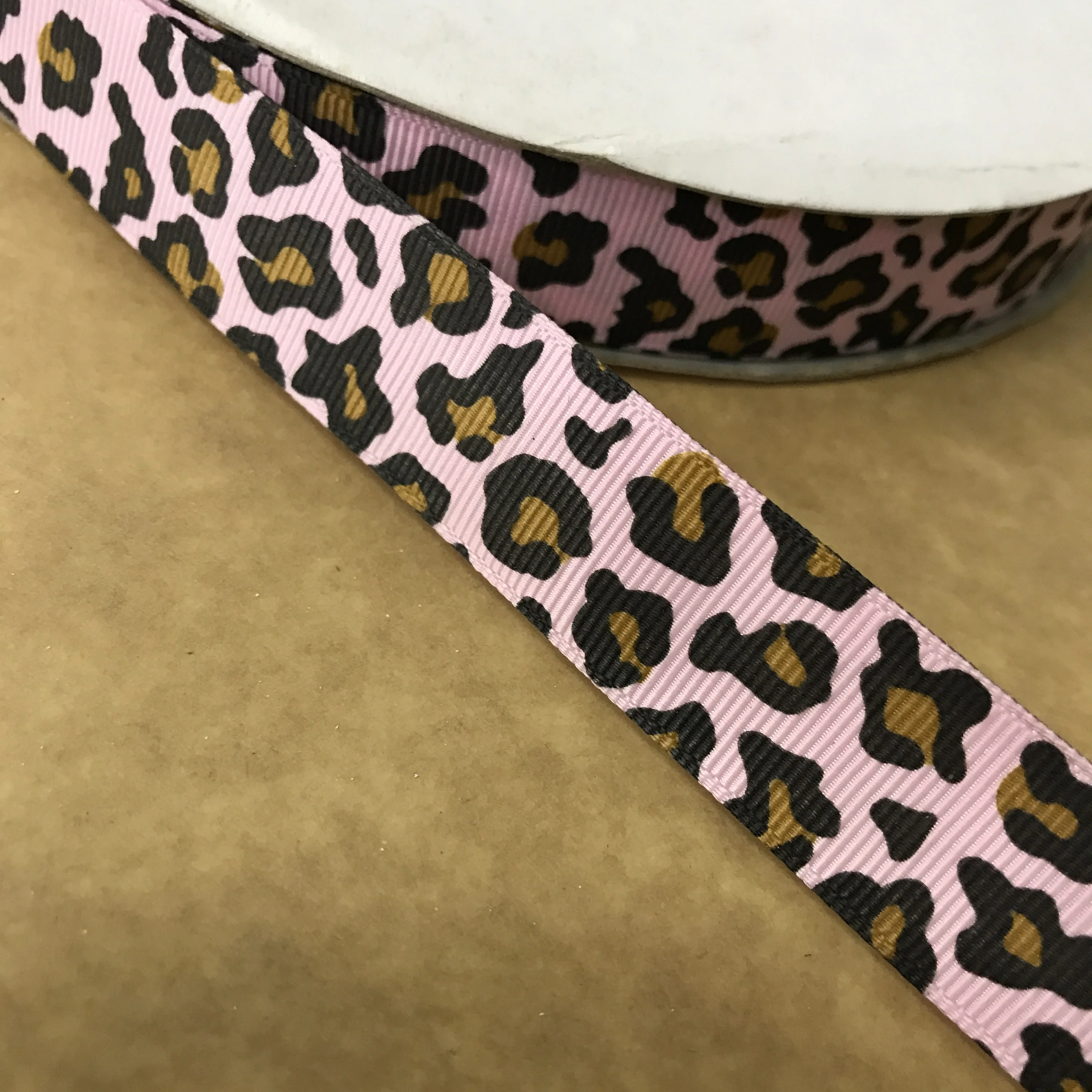 Crazy Discount 7/8" 22mm Pink Leopard Patterns Printed Grosgrain Ribbon