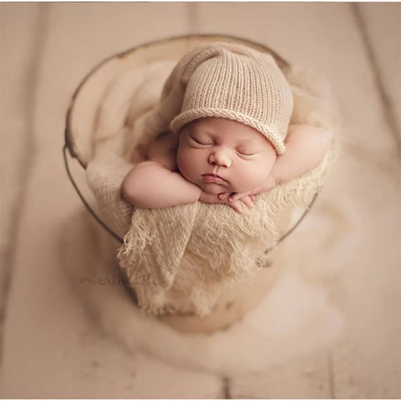 

65X175cm Neonatal photography props wrap mat blanket Hollow out texture Hair fringed Large size wrapping cloth carpet