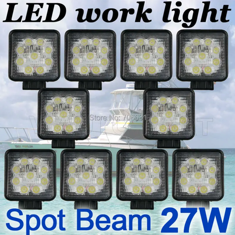 

THTMH 10x 27W Square  LED work Lamp Light spot Beam Truck Trailer Off Road Marine SUV