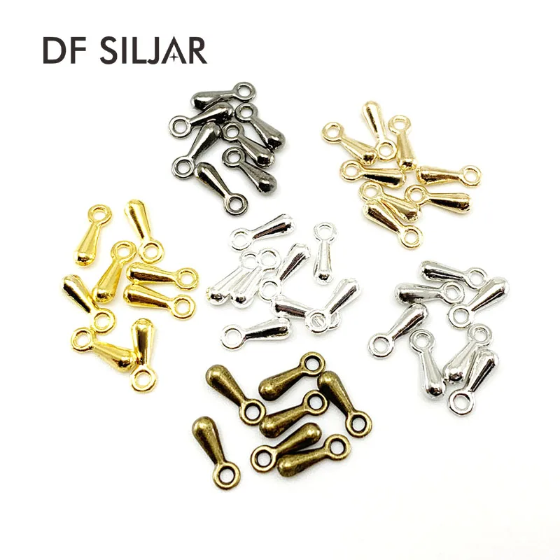 

100pc/lot Metal Antique Bronze Rhodium Gold Silver Water Drop Extender Chain End Beads DIY Jewelry Findings Making D706
