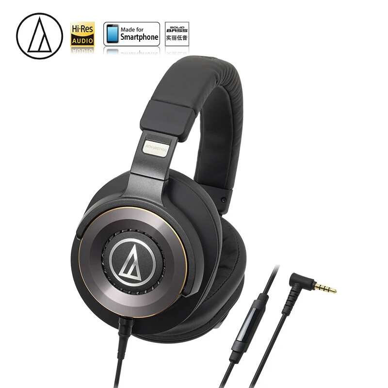 Оригинал Audio-Technica ATH-WS1100iS проводные наушники Портативный hifi Hi-Res твердый бас Профессиональный с микрофоном дистанционное управление