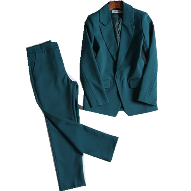 women's suit 2018 spring and autumn fashion temperament Slim long-sleeved small suit + casual nine pants two-piece suit Women's Sets