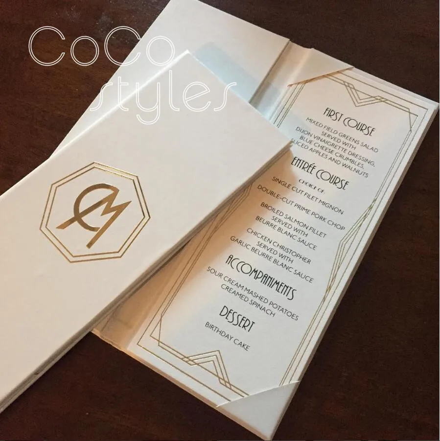  Cocostyles custom unique oblong hard cover invitation card with gold foiling printing for fantasy w - 32890041348