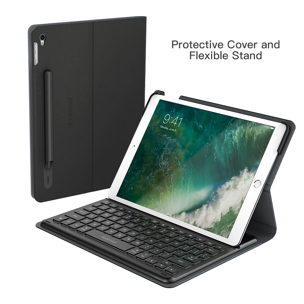 Dodocool MFi сертифицированная смарт-клавиатура для iPad Pro с дисплеем 10,5 дюйма тонкий корпус защитный чехол-книжка с подставкой с подсветкой держатель ключей