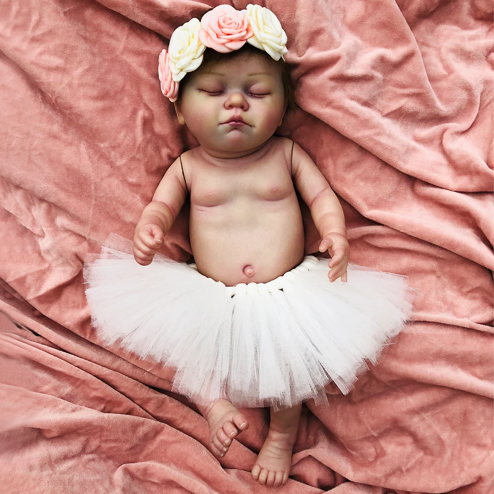 50 Super-simulated Full Silicone Reborn Baby Doll Toy Masterpiec Newborn Girl Babies Amazing Painting Bebe Collectible doll