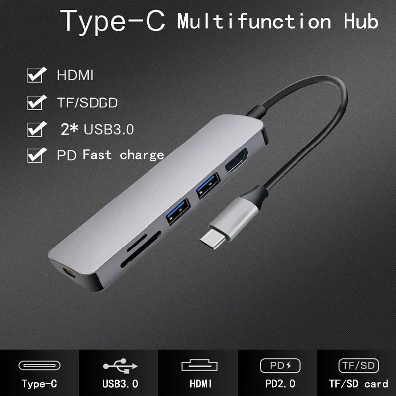 USB C док-станция для ноутбука USB 3,0 HDMI TF SD usb-хаб fealuyston для Macbook Pro hp DELL поверхность lenovo samsung док-станция