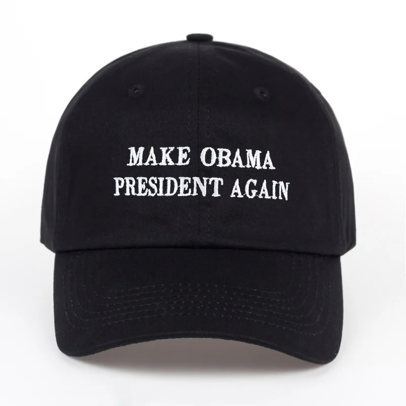 Новинка года, сделать Обаму, президент снова папа, шляпа для мужчин и женщин, хлопковая бейсболка, неструктурная, новая-красная - Цвет: Черный