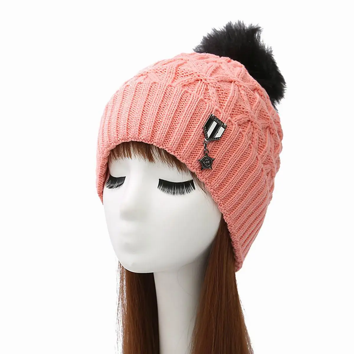 Warm Stylish Ladies Woman Knitted Crochet Beanie Winter PomPom Hat Cap