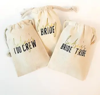 

Personalize name text Bride Tribe I Do Crew Bachelorette Party wedding Favor bags. engagement hen party bridesmaid gifts bags