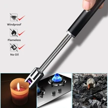 360 Neck Rotation Pulse Arc Lighter USB Electronic Cigarette Lighters Rechargeable Portable No Flame Ignition Tools For Candle