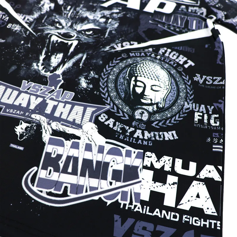 Мужская футболка VSZAP для ММА Муай Тай Спортивная с принтом аниме компрессионные