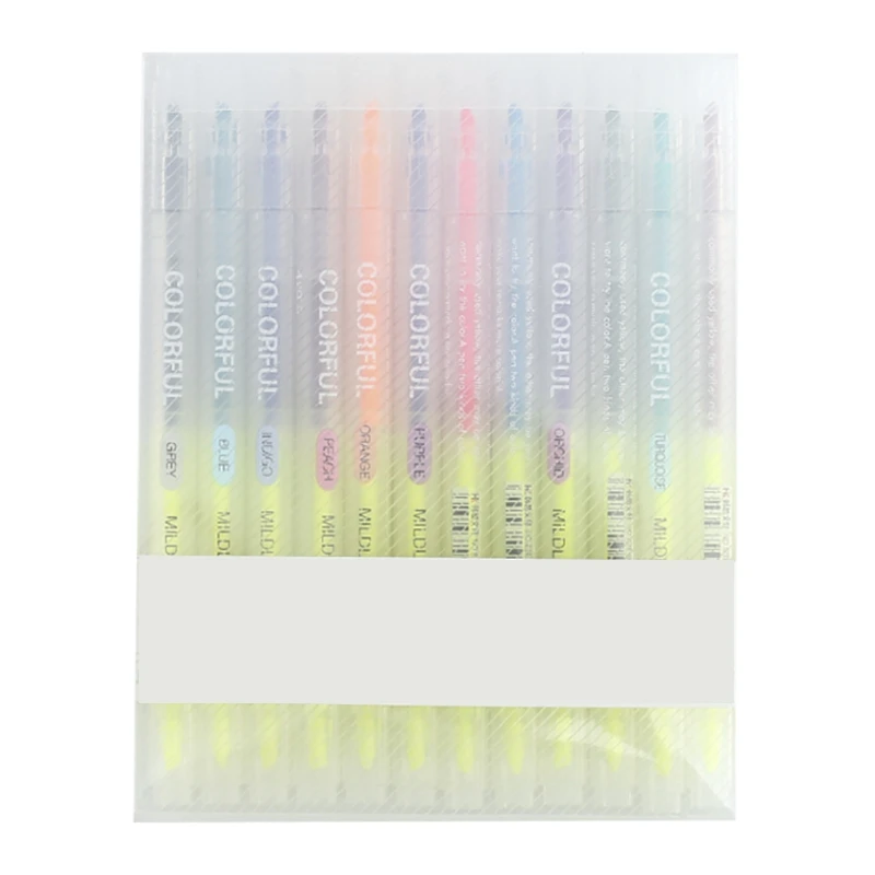 

12Pcs/Lot Double Head Mildliner Highlighters Art Marker Highlighter Pens Pastel Markers Watercolor Fluorescent Pen Drawing Dou