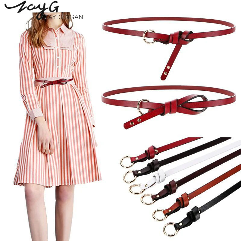 

ZAYG women belt fashion wild genuine leather belt woman luxury Rivet circle knotted belt female dress decorative belts for women
