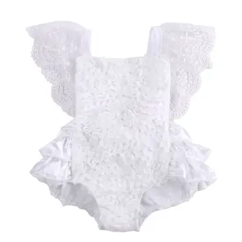 

2018 new hot sale Baby Girls white Lace Floral Cake ruffles Bodysuit Jumpsuit Backless lovely kid Bodysuits Sunsuit Outfits