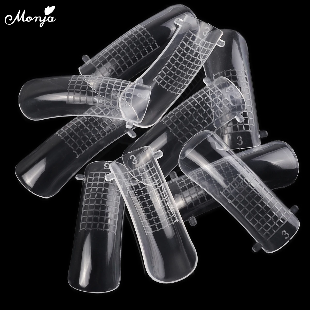 

Monja 100pcs/set Nail Art Quick Building Poly Gel French Clear False Tips Full Cover Extension Mold Forms Manicure Tools
