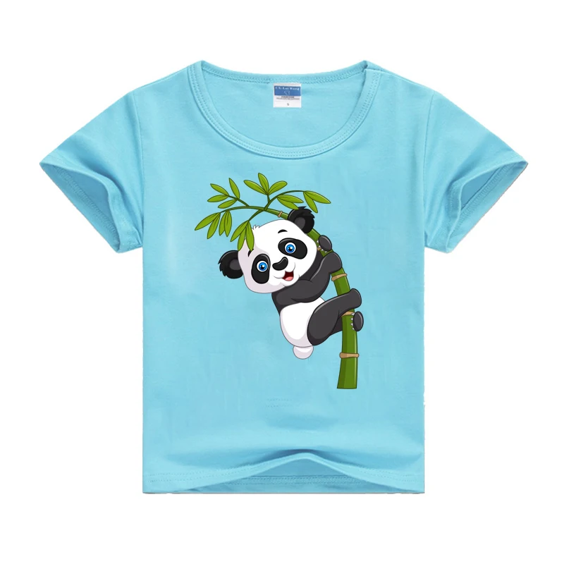 Новые модные футболки с принтом панды для маленьких мальчиков и девочек, летние милые детские футболки с короткими рукавами и рисунками из мультфильмов повседневные топы для малышей, одежда, футболка