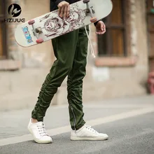 HZIJUE новое поступление Мужские штаны резиновые эластичные брюки мужские брюки с застежкой-молнией для ног