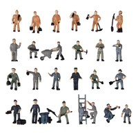 25pcs Model Train Track Railroad Worker People Figures With Tools 1:87 HO Scale 1