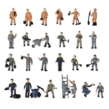 25 pçs modelo trilho ferroviário trabalhador pessoas figuras com ferramentas 1:87 ho escala