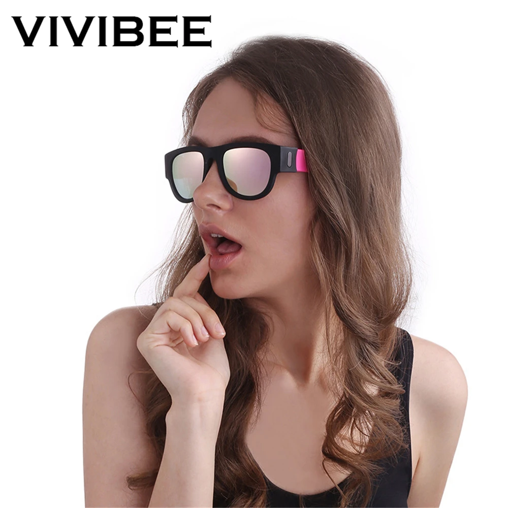 VIVIBEE Novelty Mirror Men Polarized Folding Sunglasses New Arrival Slap Sport Foldable Wristband Shades 2019 Trend Product