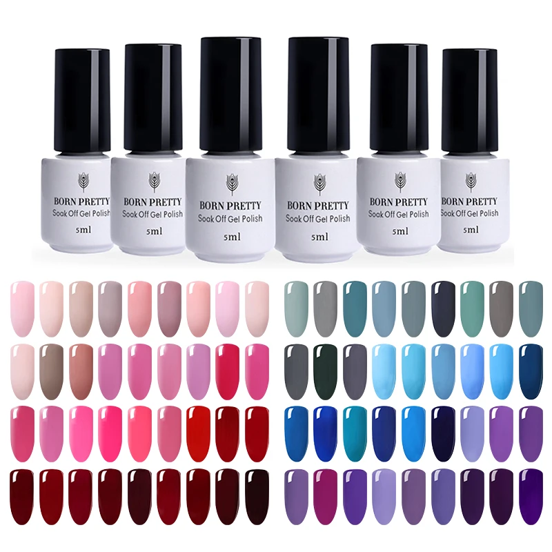 12 Bottles BORN PRETTY UV Gel Nail Polish Set Pure Color LED Gel Lacquer Pink Nude Series Soak off Manicure Art Gel