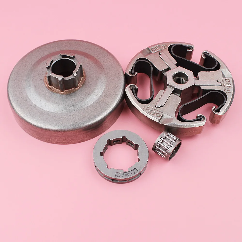 

Clutch Sprocket Drum Rim 3/8 Pitch 7 Teeth ID 22mm For Husqvarna 61 266 268 272 Chainsaw Spare Tool Part Needle Bearing Kit