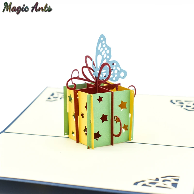 

Gift Box 3D Pop UP Cards Birthday with envelope sticker laser cut invitation Greeting Card postcards Valentines Day