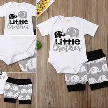 Одежда для новорожденных маленьких мальчиков летний маленький брат ползунки шорты с рисунком "Слоны" наряды пляжный костюм