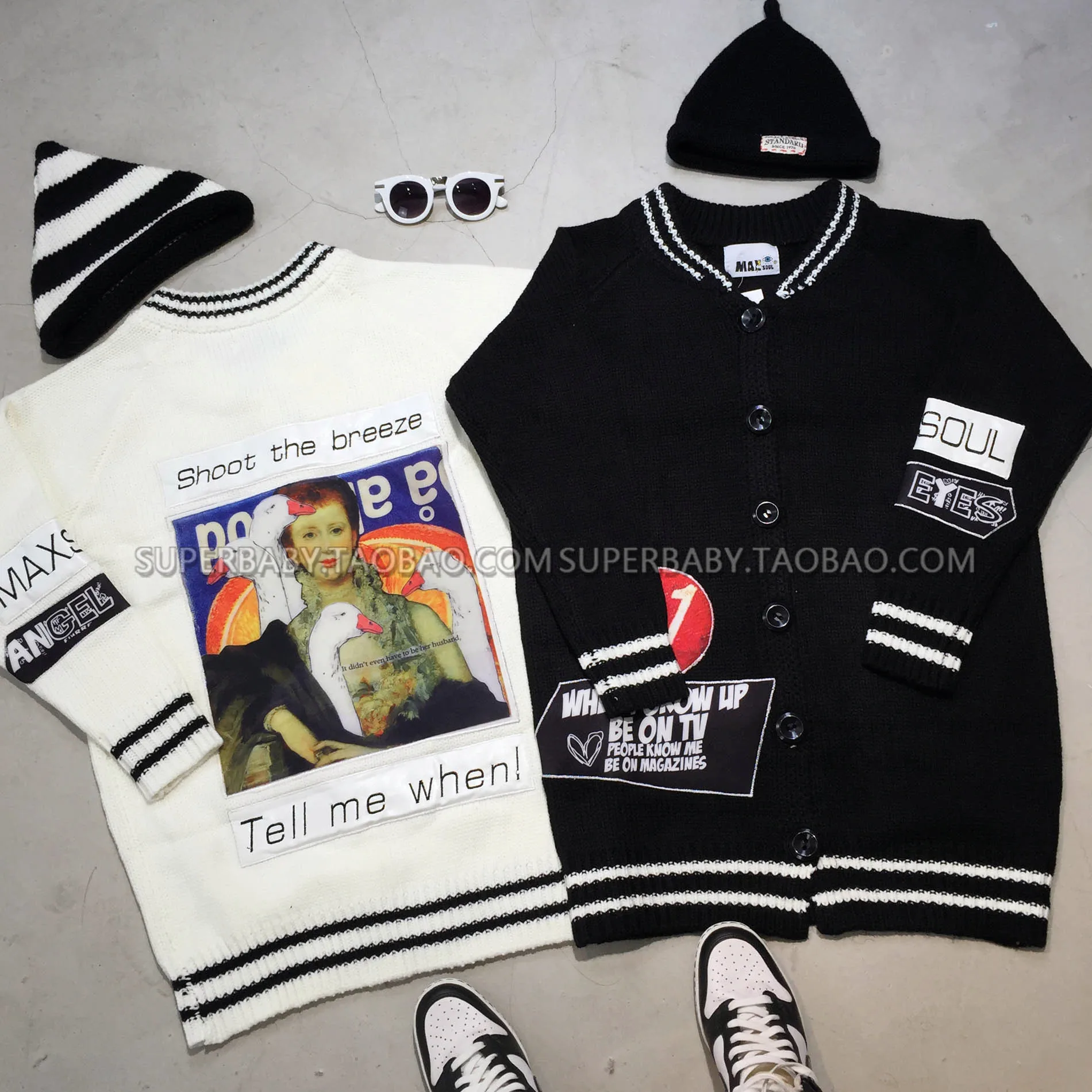 Street Fashion Vintage Harajuku Letters Applique Stitch Loose Long