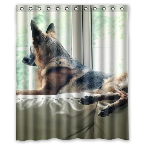 New Arrival Polyester Bath Curtain Printed German Shepherd Dog Shower