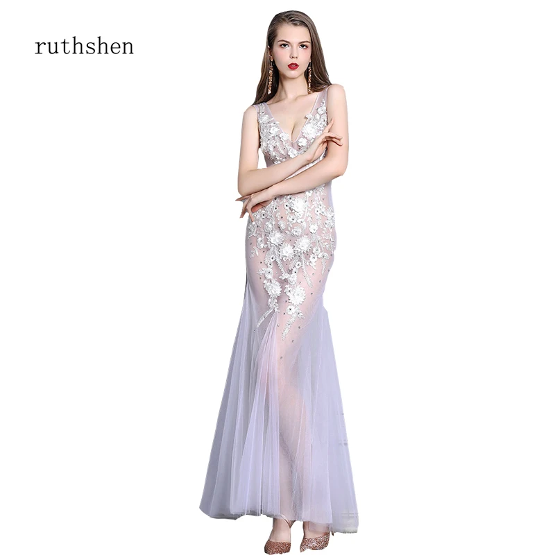ruthshen Gauze Dress Prom dresses 2019 Sexy New See Through Long