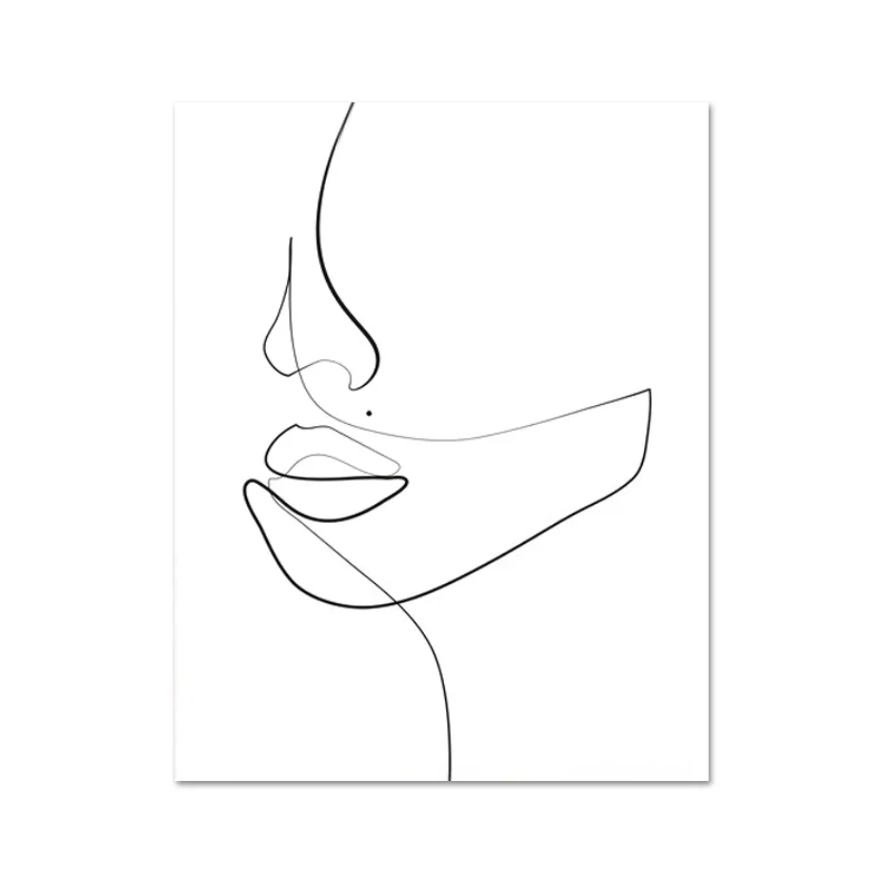 Abstract Female Face Print One Line Drawing Feminine Continuous Lines Minimalist Artwork Modern Wall Art Picture for Living Room - Цвет: L506-6