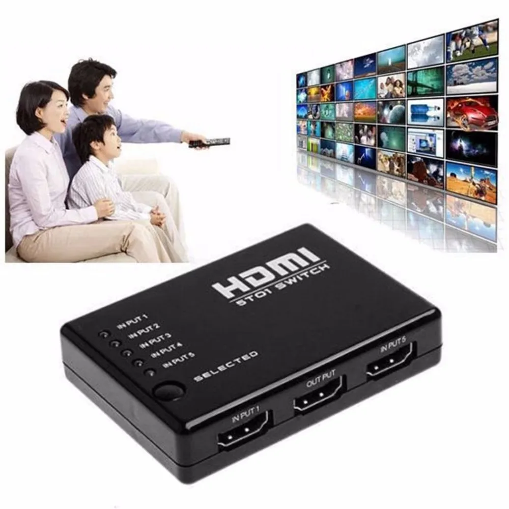 

Portable 5 In 1 1.4 Version 1080P HDMI Switch Switcher HD Video Support HDMI Splitter With Remote Control