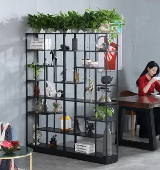 

Creative Tieyi Restaurant Sitting on Rack Office Separating Handicraft Display Shelf, Bookshelf, Bar and Wine Cabinet