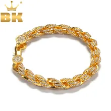 Шикарный король хип-хоп Wome Мужская модная Веревка Браслет цепочка BLING Bling Стразы 9 мм золотой цвет Iced Out ювелирные браслеты