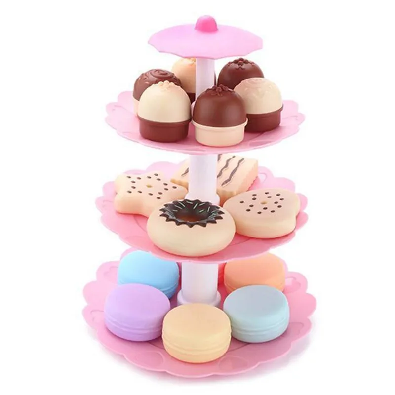 

Kids Food Pretend Play Toy Set Sweet Treats Colorful Cake Cookies Dessert Tower
