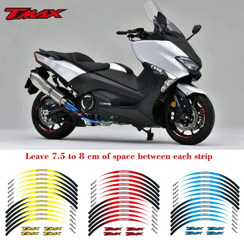 

Hot sell Motorcycle 15 inch Tire reflective sticker 1set front&Rear Edge Outer Rim Sticker Wheel Decals For YAMAHA TMAX