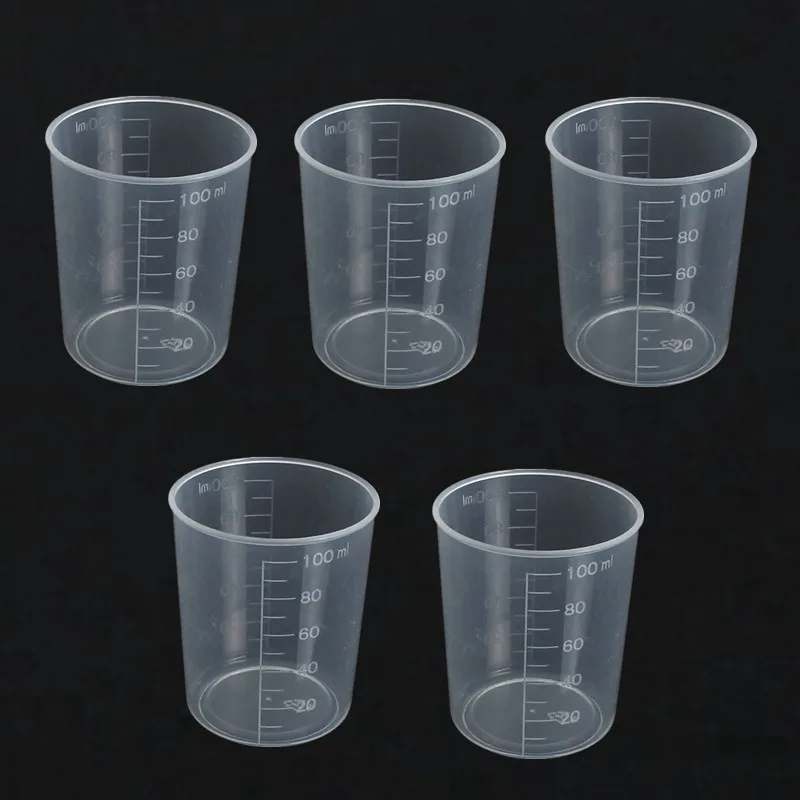 

5Pcs/set 100ml Plastic Measuring Cups Transparent Laboratory Test Measuring Jug Graduated Beaker Container Liquid Lab Supply