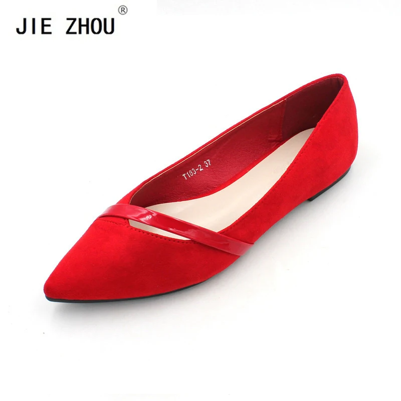 

New Women Suede Flats Fashion High Quality Basic Solid Colors Pointy Toe Ballerina Ballet Flat Slip On Shoes zapatos de mujer