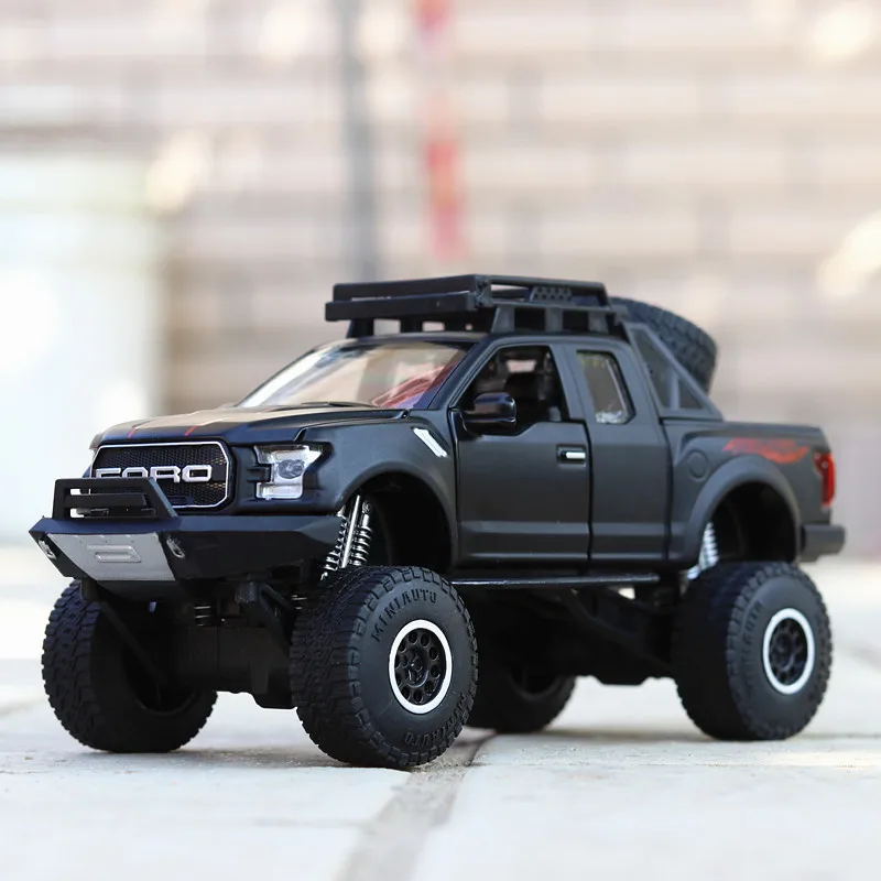 Ford Raptor F150 1/32, модель грузовика, литой под давлением, металлический сплав, светильник, машины для моделирования, игрушки для детей, подарки для детей