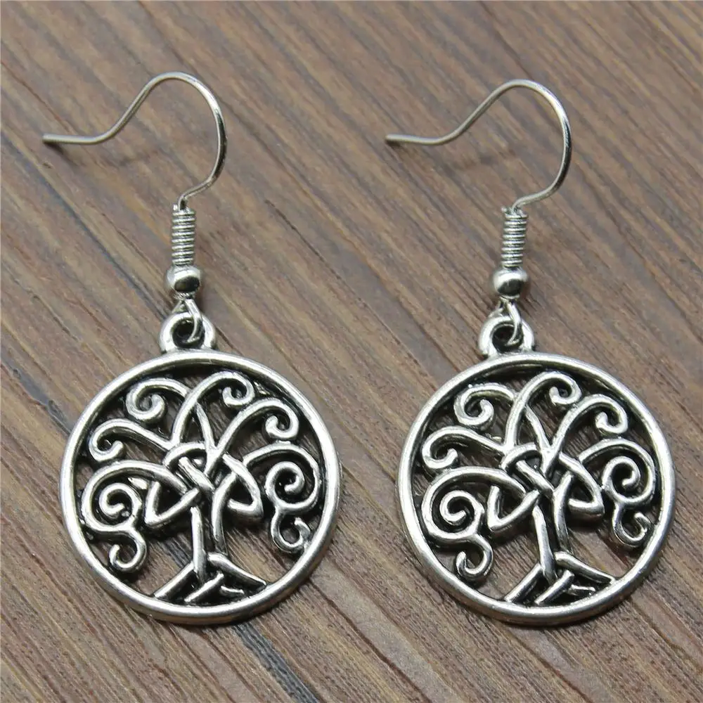 

WYSIWYG Fashion Handmade Triquetra Symbol Life Tree Drop Earrings, Vintage Triquetra Symbol Life Tree Earring For Women