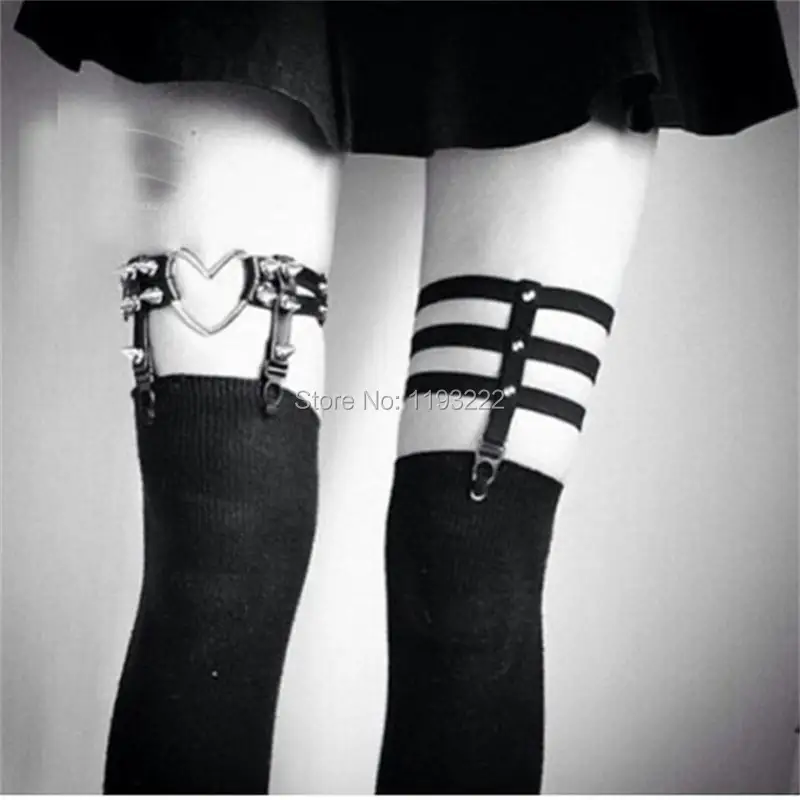 Sweet Heart Big Large Heart Garter Belt Real Leather Rivets Metal ...